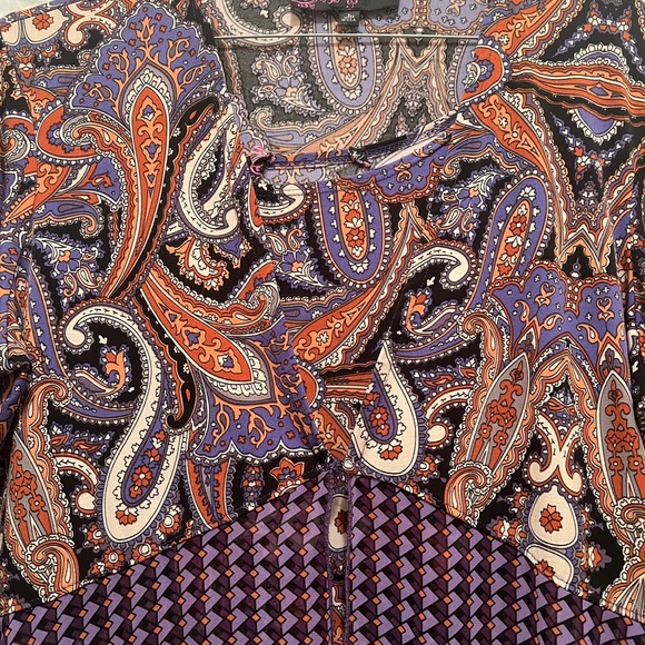 Women’s Peck & Peck L Purple Paisley 2 piece tank top w/ kimono style cover - Picture 2 of 12